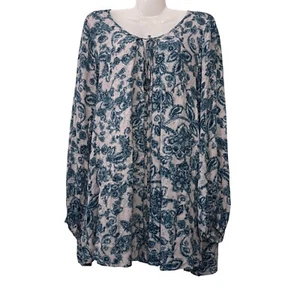 Iay Floral Tunic Top Long Sleeve Oversized Bohemian Blouse Small - Picture 1 of 10