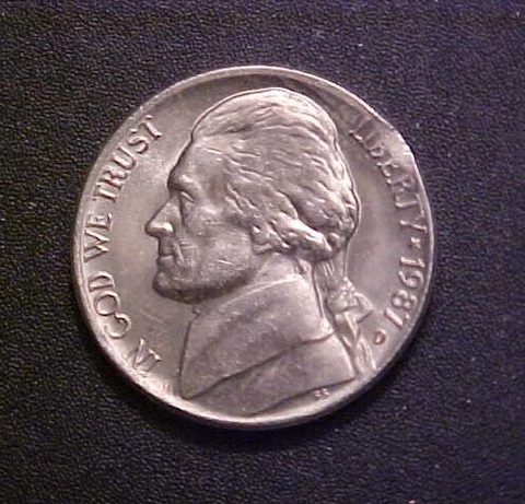 1987-D Clipped Planchet Jefferson Nickel - Nice ꓤOꓤꓤƎ  Collector Coin!- c2289qdt Cover