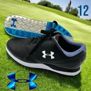 Under Armour Men's UA Performance SL Leather Spikeless Golf Shoes Black Size 12 - Picture 1 of 9