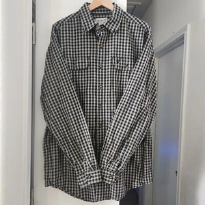 Carhartt Mens Relaxed Plaid Button Up Shirt Blue White Workwear Lg Tall 14806 - Picture 1 of 7