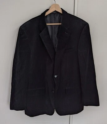 Мужской бархатный блейзер Alfani L48 в черную тонкую полоску для официальных мероприятий - Изображение 1 из 4