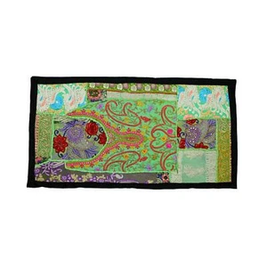 Vintage bordado retazos indio tropical tapiz étnico colgante de pared Az - Imagen 1 de 4