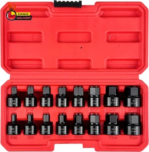 3/8-Inch Drive Low Profile Impact Hex Driver Set, 16-Piece Stubby Hex Bit Socket - Picture 1 of 12