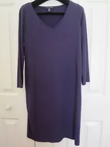 Eileen Fisher Damen 3/4 Arm Viskose Jersey Midikleid gerade marine XS/TP - Bild 1 von 7