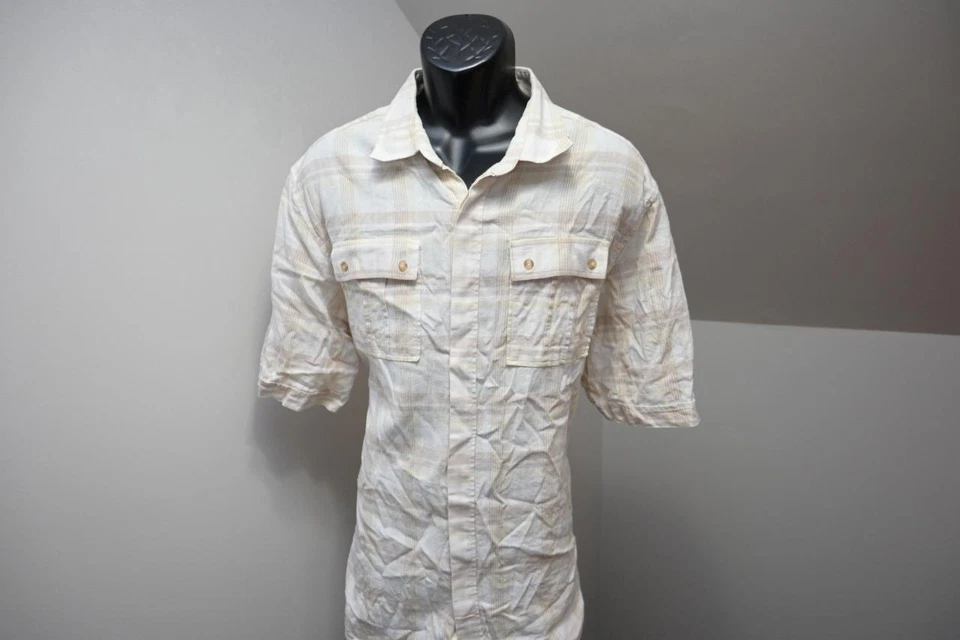 Sean John Linen Blend Button Up Shirt Front Pockets Plaid Mens Sz 2XL - Image 1 of 4