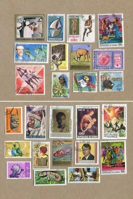 REPUBLIC OF GUINEA, Replublic de Guinee Mix Lot of 25 Vintage POSTAGE STAMPS #11 - Image 1 of 4