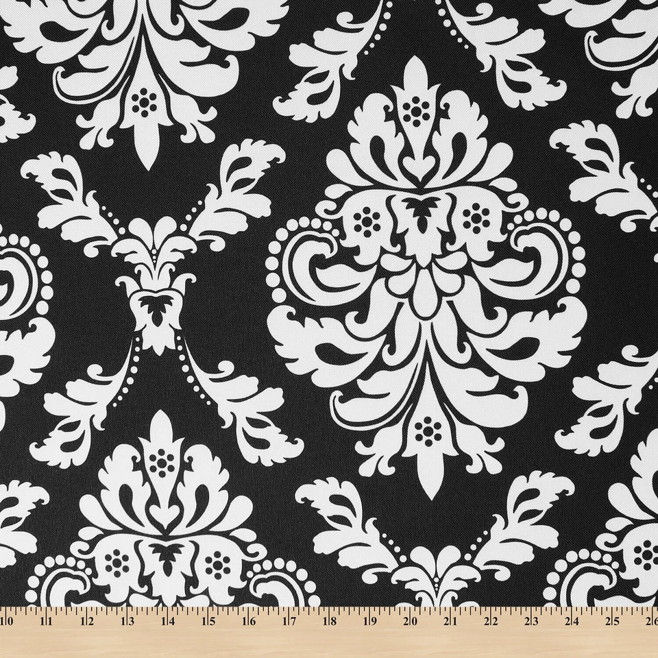 Ottertex® Canvas Waterproof Printed - Medium Black White Damask 62" Fabric - Image 1 of 1