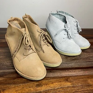 Women's Old Navy Wedge Lace Up Boots Lot of 2 Brown & Gray Booties Size 7 Shoes - Picture 1 of 12