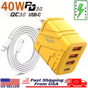 40W 4-in-1 USB C Fast Wall Charger 6FT Cable For Motorola Moto G Power G Play - Picture 1 of 19