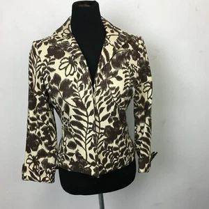 Jones Wear Women's Brown Floral Hook Closure Blazer w/ Pockets - Size 8P - Picture 1 of 3