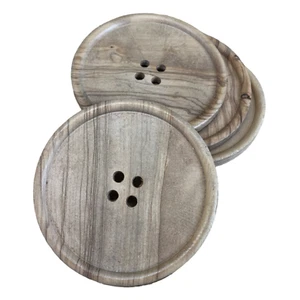 Extra Large Wooden Button 12cm Olive Wood - Novelty Coaster Crafts Sewing - Picture 1 of 2
