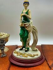 COLLECTIBLE ART DECO FLAPPER LADY FIGURINE IN GREEN by REGENCY FINE ARTS