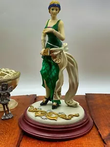 COLLECTIBLE ART DECO FLAPPER LADY FIGURINE IN GREEN by REGENCY FINE ARTS - Picture 1 of 12
