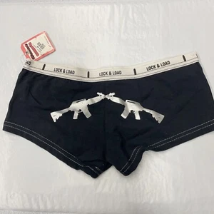 Women's Lock &load Crossed Rifles Booty Shorts Cotton Spandex Medium S12 - Picture 1 of 6