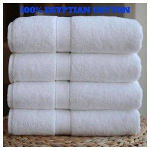 4 toallas de baño suaves y esponjosas blancas de calidad premium 100 % peinadas egipcias algodón  - Imagen 1 de 1