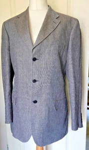 Austin Reed Fine Blue & White Stripe 100% Linen Lined Jacket Size 44R - Picture 1 of 6