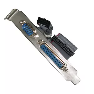 Seriell RS232 DB9 Stecker + Parallel DB25 Buchse COM Port (LPT) mit Kabel & Halterung - Bild 1 von 1