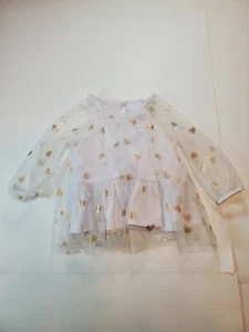 Nannette Baby Lace Dress Size 6/9 Months White Lace with Gold Hearts - Picture 1 of 6