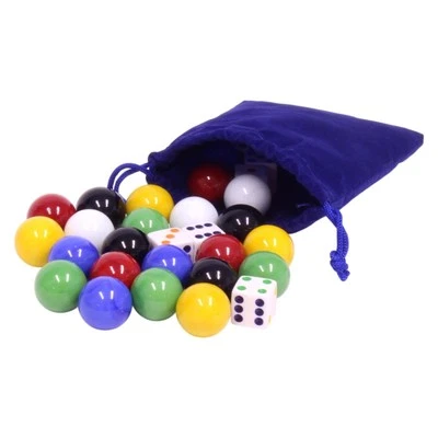 AmishToyBox.com Game Bag of 24 Large Glass 7/8" (22mm Diameter) Marbles and 6... Foto 1 de 2