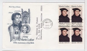 TurtlesTradingPost- Martin Luther- 1983 FDC #2065 - Artmaster Cachet- Block of 4 - Picture 1 of 1