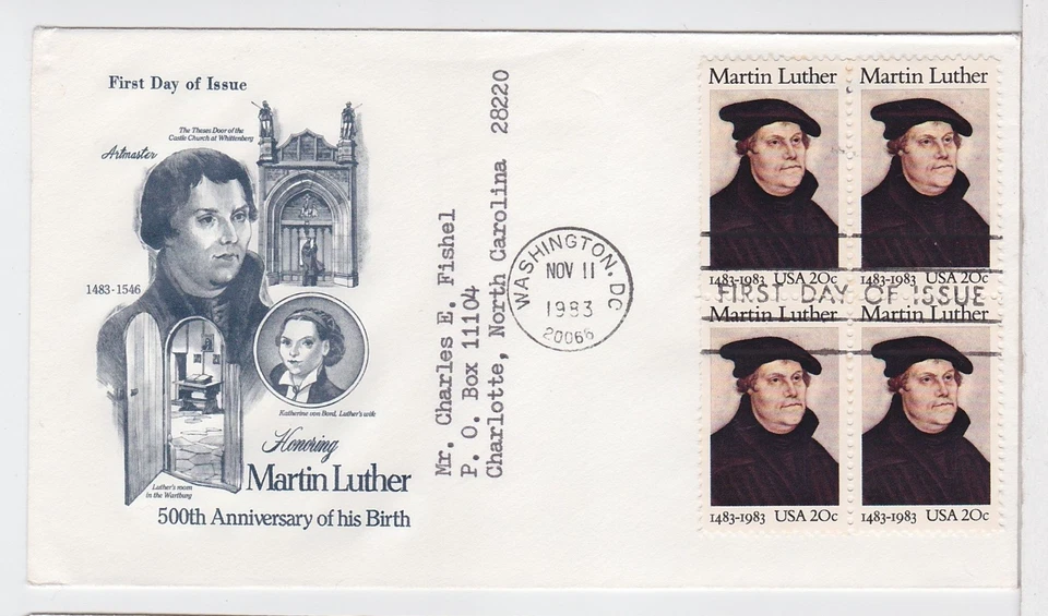TurtlesTradingPost- Martin Luther- 1983 FDC #2065 - Artmaster Cachet- Block of 4 - Image 1 of 1