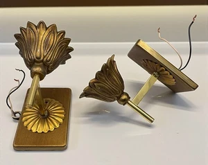 Vintage Feldman Wall Sconces Lighting Hollywood Regency Floral Lotus Pair MCM - Picture 1 of 13