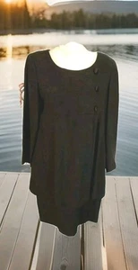 Womens Size 10P 10 SAKS FIFTH DONNA RICCO Black Tiers Dress Drape Cocktail Party - Picture 1 of 8