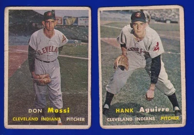 LOTE DE 2 INDIOS 1957 TOPPS #96 HANK AGUIRRE NOVATO #8 DON MOSSI Foto 1 de 2