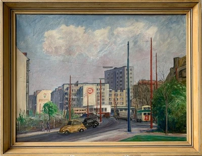 Ölbild Berlin Gerhard Schliepstein Volkspark Blick Bundesallee 1950er Jahre - Bild 1 von 4