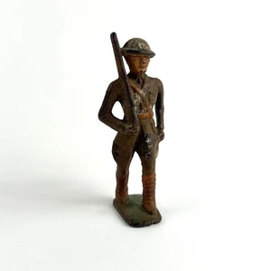 Antique WWii Cast Iron Toy Soldier 3.25” Tall - Picture 1 of 7