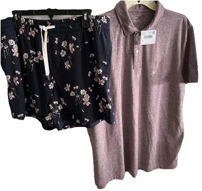 Lote de 2 Pantalones Cortos American Eagle Para Hombre Salón Multicolor Y Polo Talla Lg Foto 1 de 4