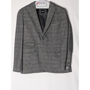HUGO BOSS 40R Mens virgin Wool Silk blend Sport Coat elbow patch blazer - Picture 1 of 11