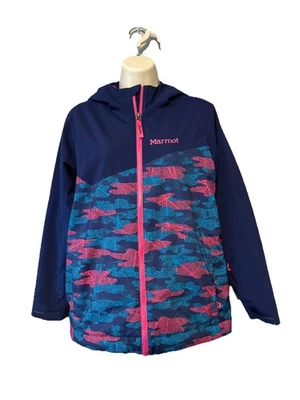 Куртка с капюшоном Marmot Tasman. Синий/розовый. Передняя молния. Регулируемые манжеты размер XL - Изображение 1 из 4