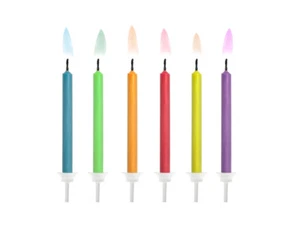 Candele Compleanno Fiamme Colorate, Mix (1 VPE / 6 pz.) - Foto 1 di 4