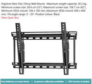 Ergotron Neo-Flex Tilting Wall Mount 23"-42" 36.3 kg 60-613 - Picture 1 of 2