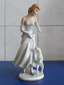Alka Kunst Bavaria Porcelain Figurine-~Lady with Dog-~Model # 265 - Picture 1 of 15