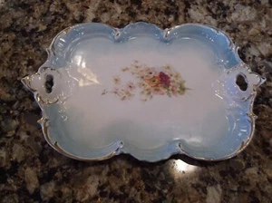 VINTAGE ANTIQUE CHINA POTTERY GOLD PINK GREEN WHITE BLUE FLOWER FLOWERSS NICE - Picture 1 of 9