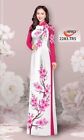 White Ao Dai Vietnamese Lua Mango Silk Long Dress with Pants#0266