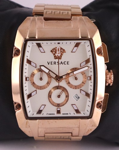 Orologio da polso uomo lusso Versace cronografo quadrante bianco quarzo cinturino acciaio inox