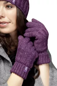 Damen Zopfmuster 2,3 tog Heatweaver Thermo Handschuhe von Heat Holders lila - Bild 1 von 2