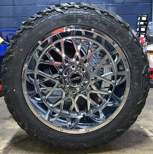 22x12 Vision Rocker Chrome Wheels 35" Fuel MT Tires 8x6.5 GMC Sierra 2500 3500 - Picture 1 of 3