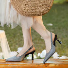 Schmale High Heel Sandalen mit spitz zulaufend für Damen Partykleid Slingback Pumps Größe