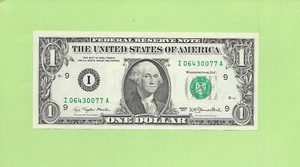 1977...UNCIRC $1 I 0643 0077 A.... 1977 $1 I-A BONITO BILLETE FRANCO - Imagen 1 de 2