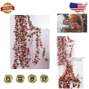 Stunning 8.25 FT Artificial Pink Rose Garland - Perfect for Weddings & Parties - Picture 1 of 9