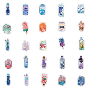 50pcs Flavored Drink Stickers Beverage Decal Sticker Girl Diy Stationery Bot'SA - Photo 1/2
