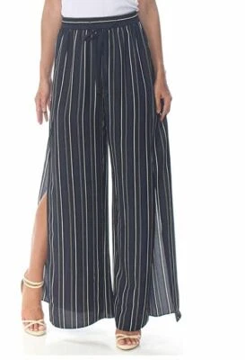 Rachel Rachel Roy Womens Small Navy Striped Side Slit Wide Leg Pants NEW $100 - Image 1 of 3