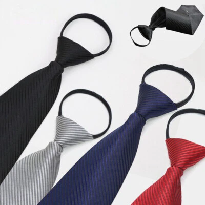 Mens Solid Tie Satin Necktie Business Quality Striped Modern style Party Wedding - Image 1 of 4