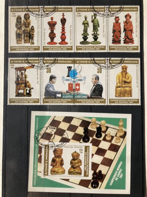 St Thomas & Prince 1981 World Chess Championships Used (618-624