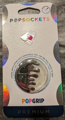  PopSockets Phone Grip Stand Chrome Drip Silver POPGRIP Popsocket Swappable Top - Image 1 of 3