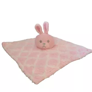 Nursery Rhyme Bunny Rabbit Lovey Pink White Security Blanket 11" Square - Picture 1 of 9
